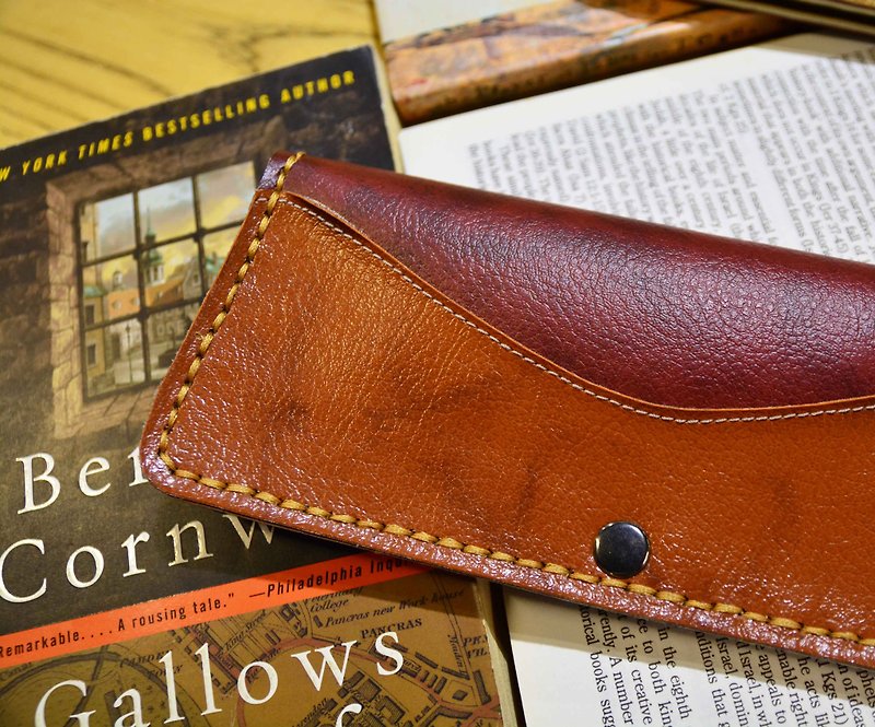 Hand-made leather ─ spell color long clip. Mushrooms poet + Handmade = The Mushroom Hand. - Wallets - Genuine Leather Multicolor