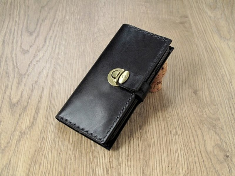 iPhone 6 手作り真皮携帯ケース（黑/棕色）（無料客制化の印判） - スマホケース - 革 ブラック