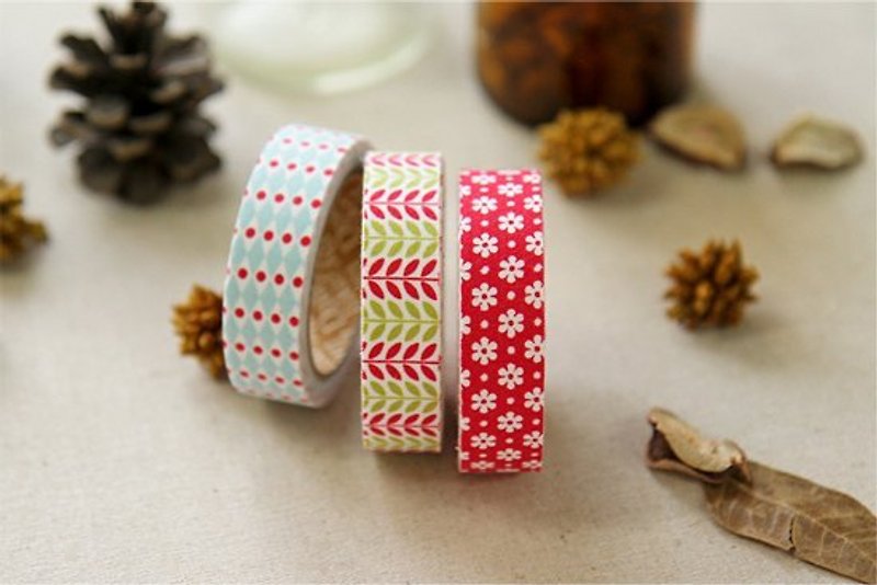 Dailylike-聖誕交換禮-fabric tape 北歐風布膠帶(三入) 27-daily Xmas,E2D54036 - 紙膠帶 - 其他材質 紅色