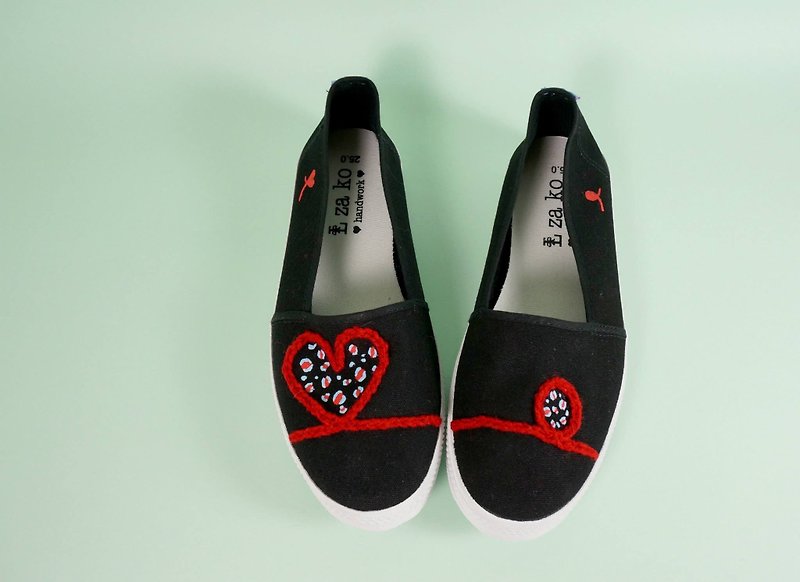Cotton canvas hand made shoes line leopard love paragraph no woven section - Women's Casual Shoes - Other Materials Red