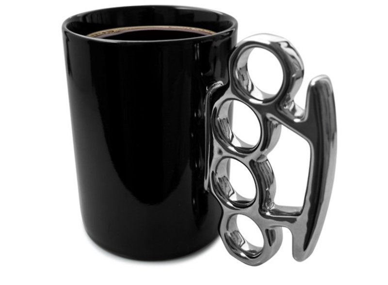 手指虎馬克杯-黑/銀 - 咖啡杯/馬克杯 - 瓷 