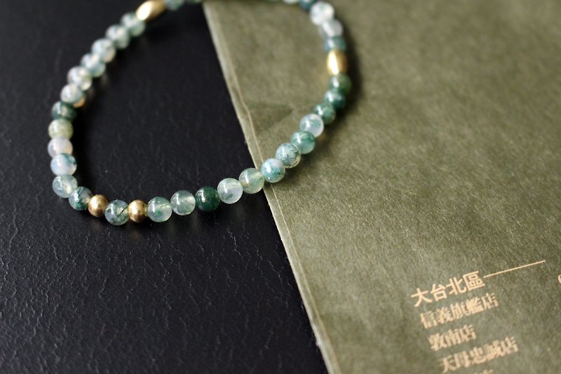☆,.-*'108 perles  綠袖/ 水草瑪瑙與黃銅的手鍊  4mm - 手鍊/手鐲 - 其他材質 綠色