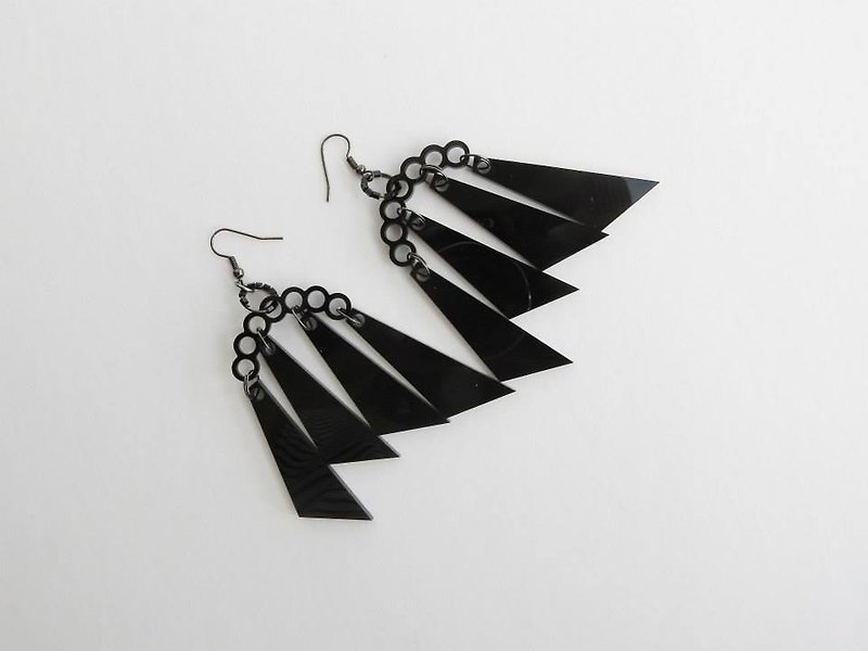 Cosmos series earrings - Technology tassels !! - Earrings & Clip-ons - Plastic Black