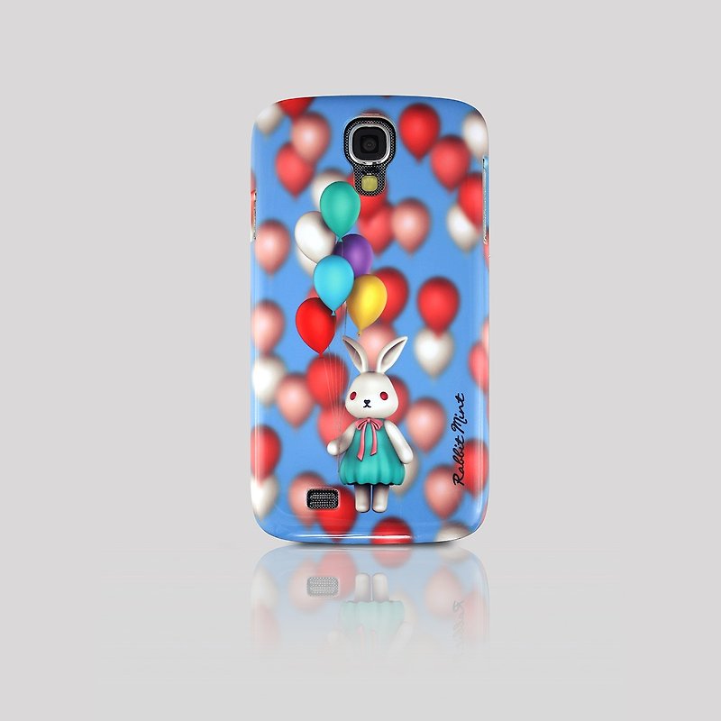 (Rabbit Mint) Mint Rabbit Phone Case - Bu Mali balloons Series Merry Boo - Samsung S4 (M0008) - Phone Cases - Plastic Blue