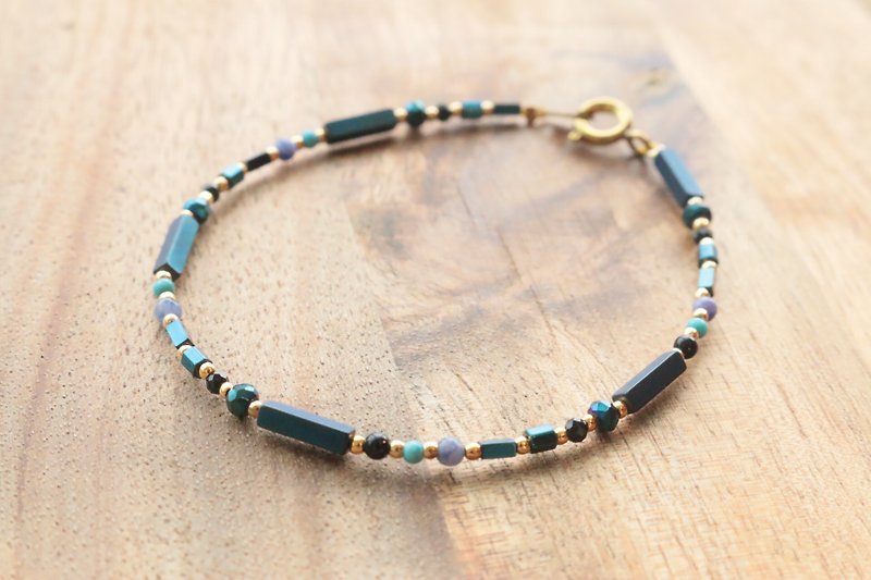 Nahcolite bracelet brass 0578 smoothly - Bracelets - Gemstone Blue