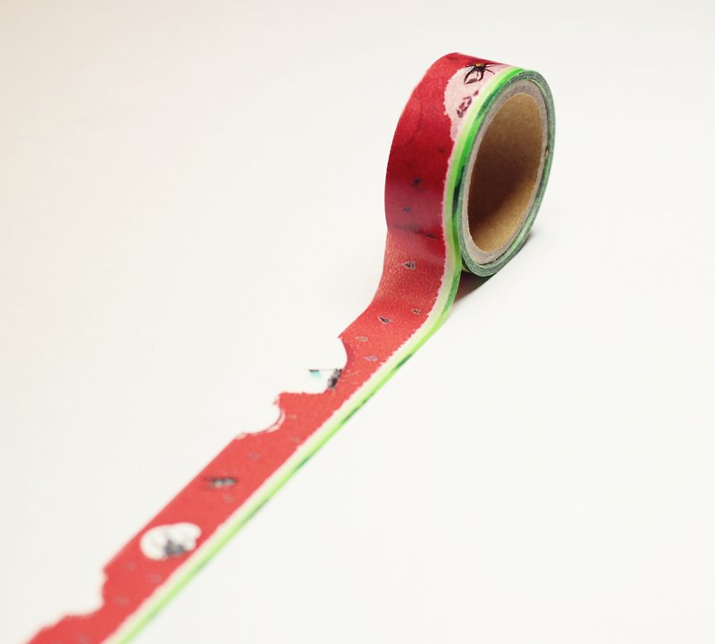 西瓜鬥陣呷 紙膠帶 甲蟲豪好吃探險 (日本製) - 紙膠帶 - 紙 紅色