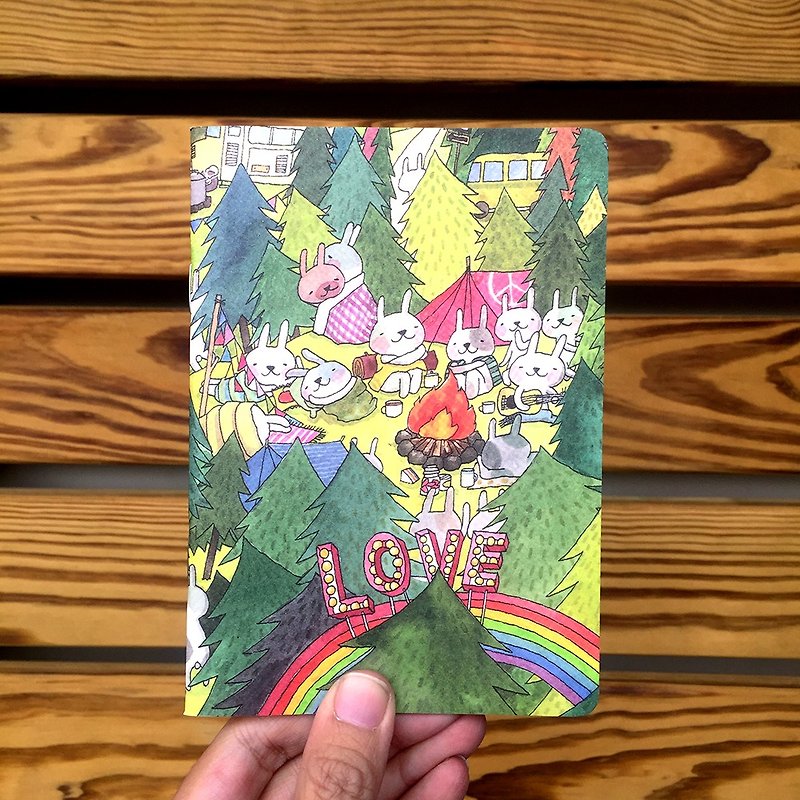 A6 Notebook｜Bunny Music Festival Love - สมุดบันทึก/สมุดปฏิทิน - กระดาษ สีเขียว
