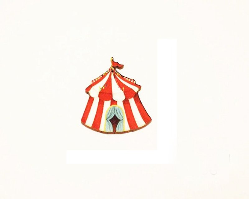 Circus tent brooch / wooden brooch - เข็มกลัด - ไม้ สีแดง