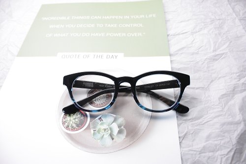 elements-eyewear ELEMENTS eyewear 黑拼藍波士頓眼鏡框日本手造
