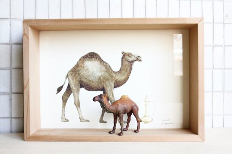 [絵画、動物]装飾されたボックス - キャメル/大きな長方形（AnimalPaintingCollection） - ウォールデコ・壁紙 - アクリル カーキ