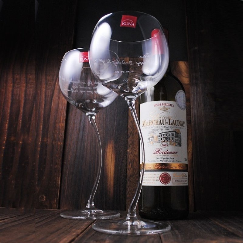 (One pair price) 520cc [] Cassiopeia RONA crystal cup series of lead-free crystal glass of red wine glasses engraved lettering gift - อื่นๆ - แก้ว 