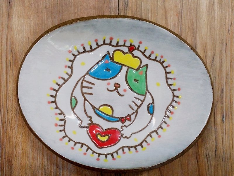 [Modeling plate] The cat little prince─touch my heart styling plate - Small Plates & Saucers - Pottery 