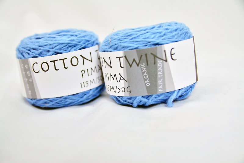 Pima Organic Yarn Hand Twisted Organic Cotton Thread - Sky Blue - Fair Trade - เย็บปัก/ถักทอ/ใยขนแกะ - ผ้าฝ้าย/ผ้าลินิน สีน้ำเงิน