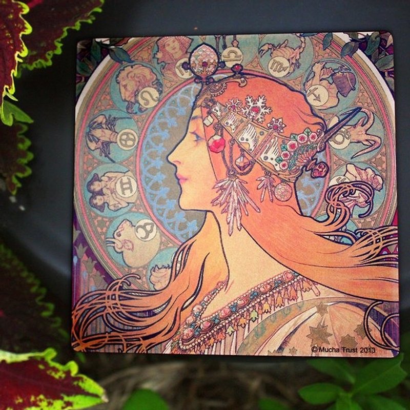 TAISO artist Mucha - classical goddess series ─ zodiac European style coaster - Coasters - Other Materials Multicolor