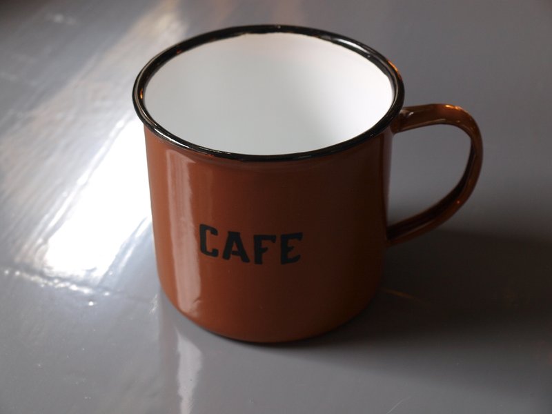 復古琺瑯咖啡杯 - 咖啡杯/馬克杯 - 其他材質 咖啡色