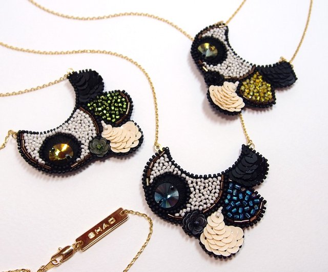 泡の刺繍ネックレス / Yellow - ショップ SHAO ネックレス - Pinkoi