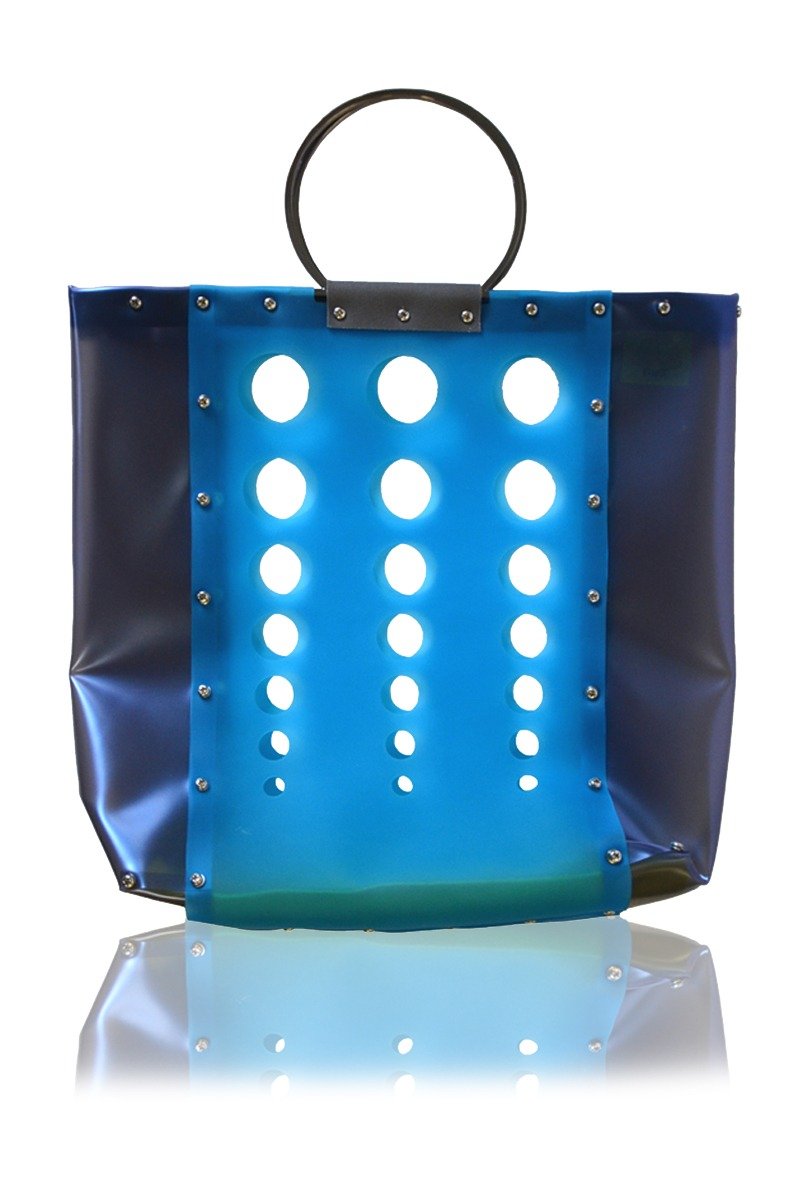 使徒アセンブリのネジ＆QUOT;建物＆QUOT;メトロポリタントピック明るいスペル色パーソナライズハンドバッグ（香港デザインブランド） - トートバッグ・ハンドバッグ - プラスチック ブルー