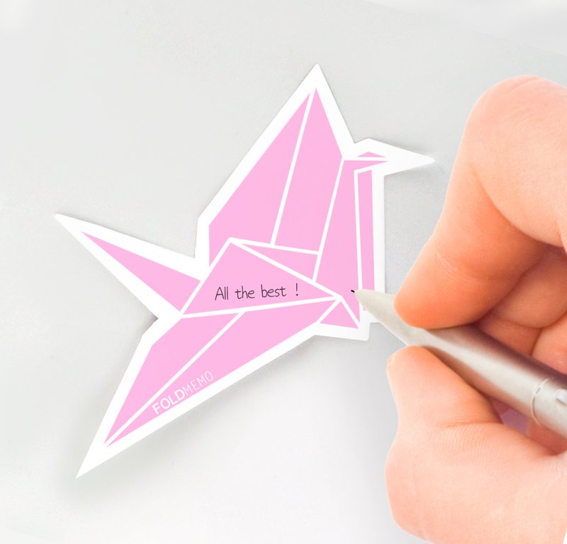 FOLD MEMO  摺紙便利貼 - 紙鶴 - 貼紙 - 紙 粉紅色