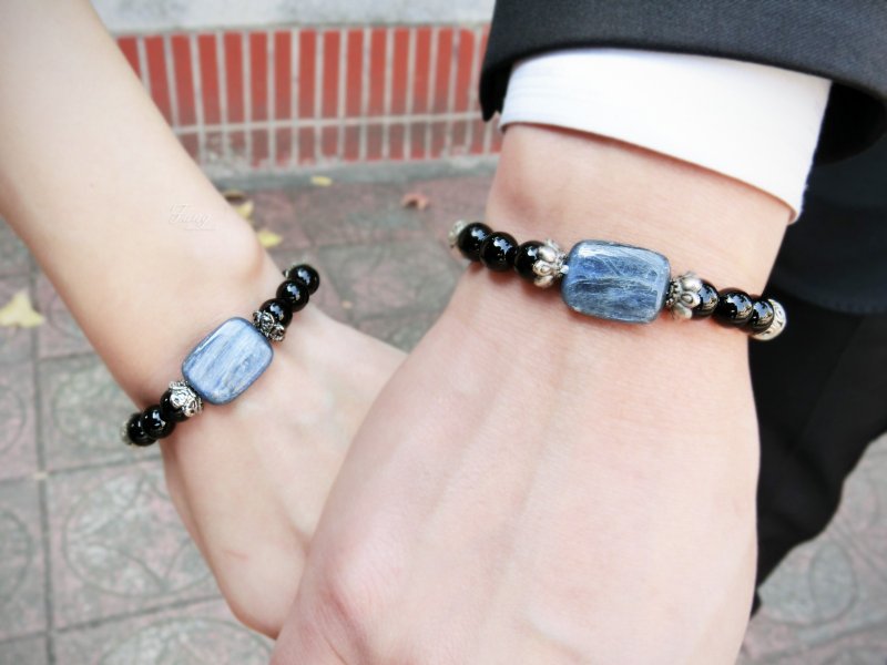 ❖FANG y [hand in hand] couple models series / kyanite black agate bracelet set / Valentine's Day - Bracelets - Gemstone Black