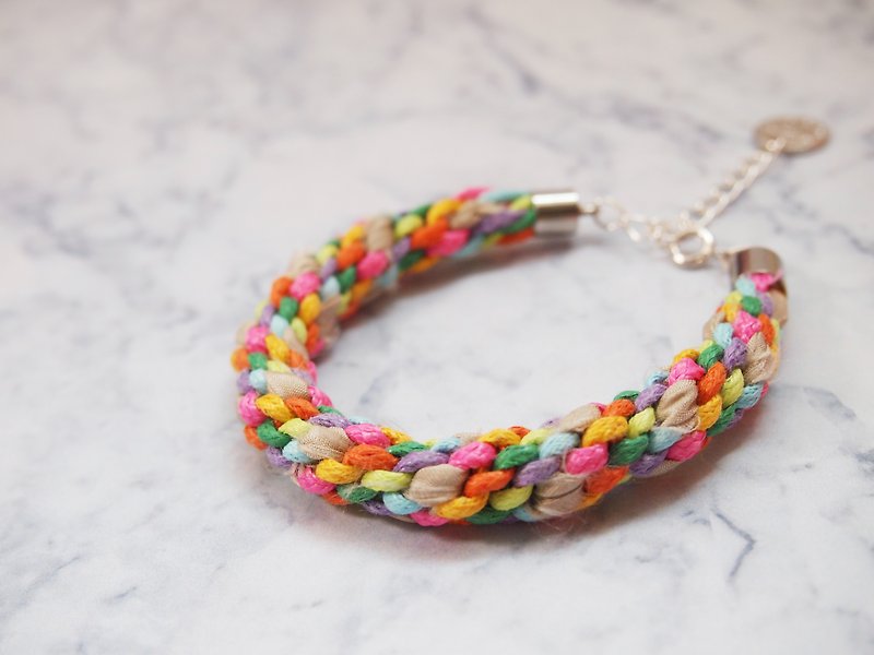 Custom hand-woven lucky rainbow bracelet ● Made in Hong Kong - Bracelets - Other Materials Multicolor