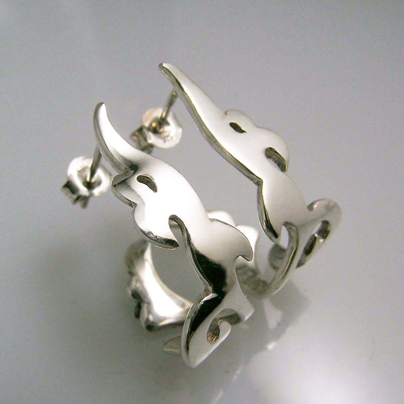 FUHSIYATUO Phoenix sterling silver earrings - Earrings & Clip-ons - Other Metals White