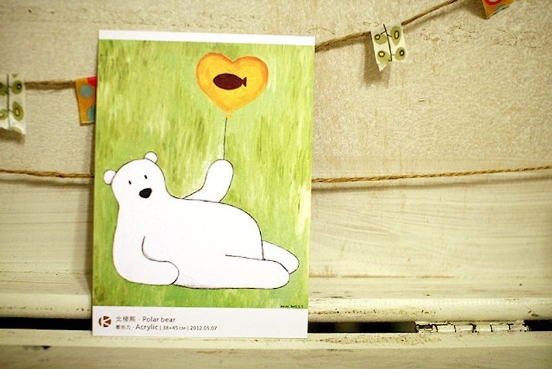 kami插繪明信片- 夢想熊 - カード・はがき - その他の素材 グリーン