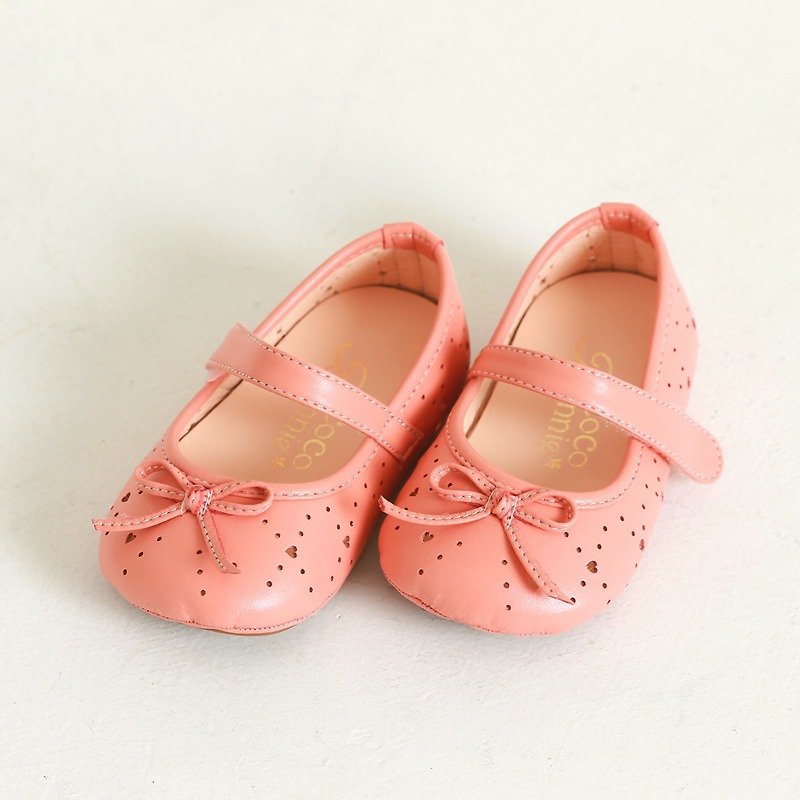 (零碼特價) 愛心摟空真皮內裡寶寶鞋-珊瑚粉14號 - 童裝鞋 - 真皮 粉紅色