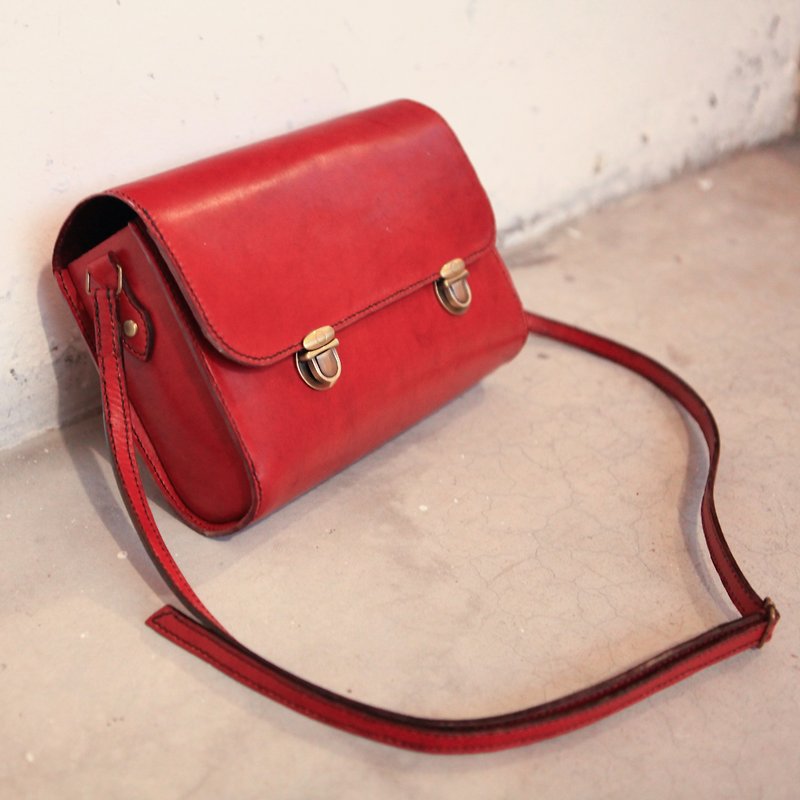 04. Hand-stitched leather shoulder bag/cross bag - Shop onew