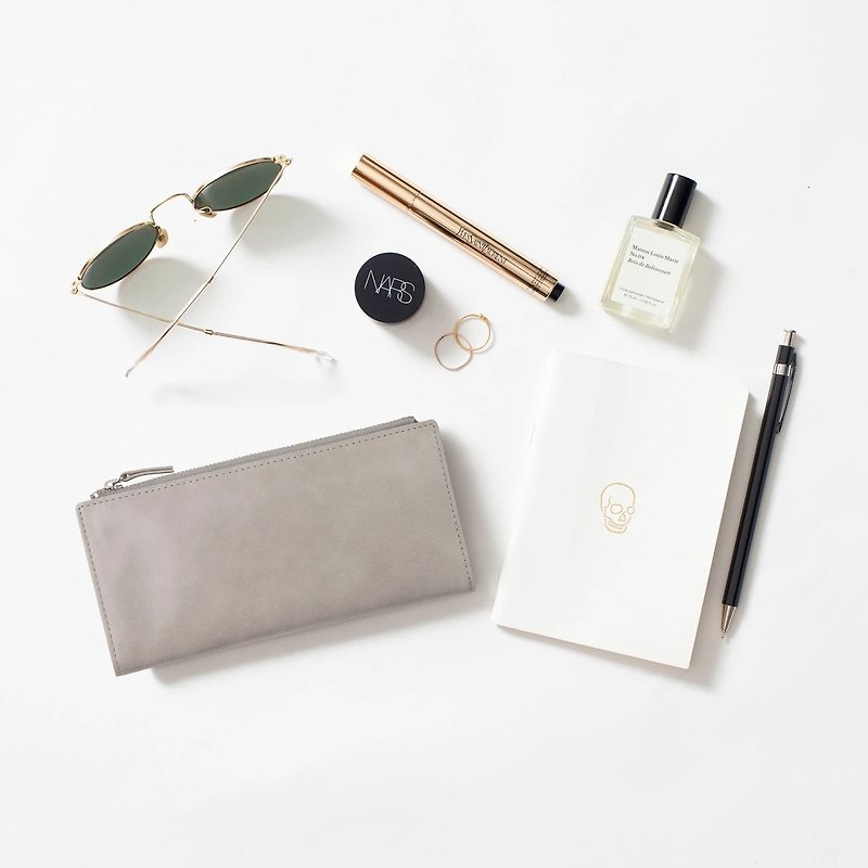 DAKOTA Long Clip_Light Grey / Light Grey - Wallets - Genuine Leather Gray