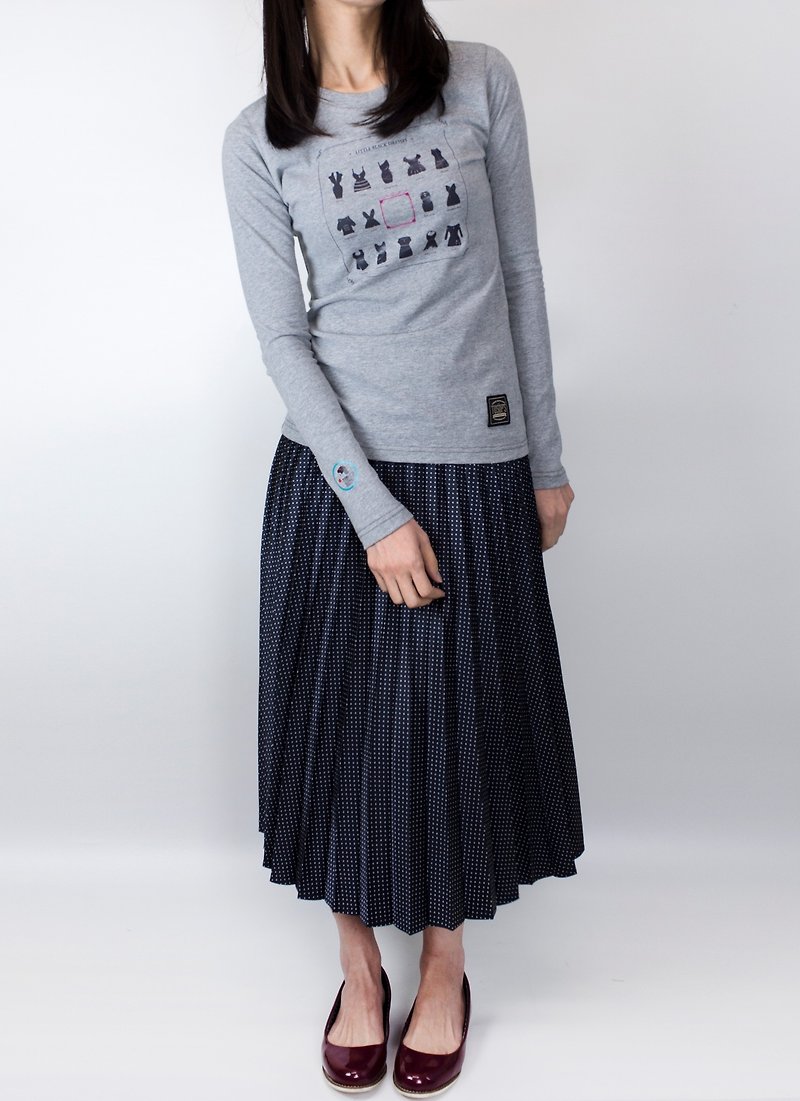 Original story long-sleeved T-LITTLE BLCK DRESSES Tusuo creative autumn clothing launched Super slim - เสื้อผู้หญิง - ผ้าฝ้าย/ผ้าลินิน สีเทา