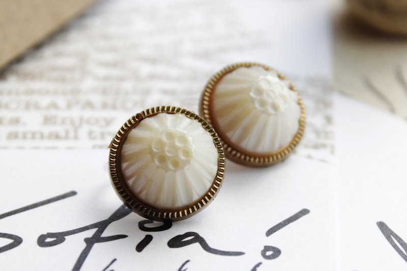Old style Botton |  Lemon Cream Pie Earrings - Earrings & Clip-ons - Plastic White