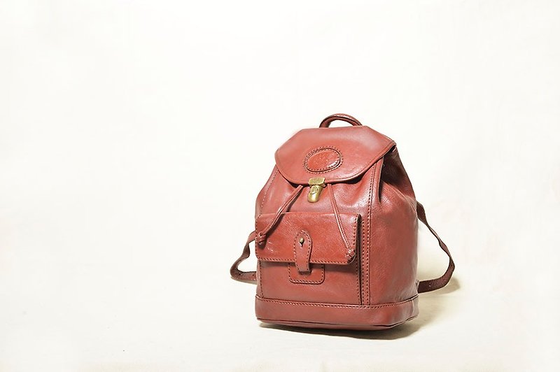 Vintage antique bag backpack vintage - กระเป๋าเป้สะพายหลัง - หนังแท้ สีแดง