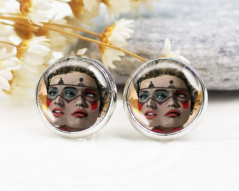 Double-sided women-clip-on earrings︱ear acupuncture earrings︱small face modification fashion accessories︱birthday gift - ต่างหู - โลหะ หลากหลายสี