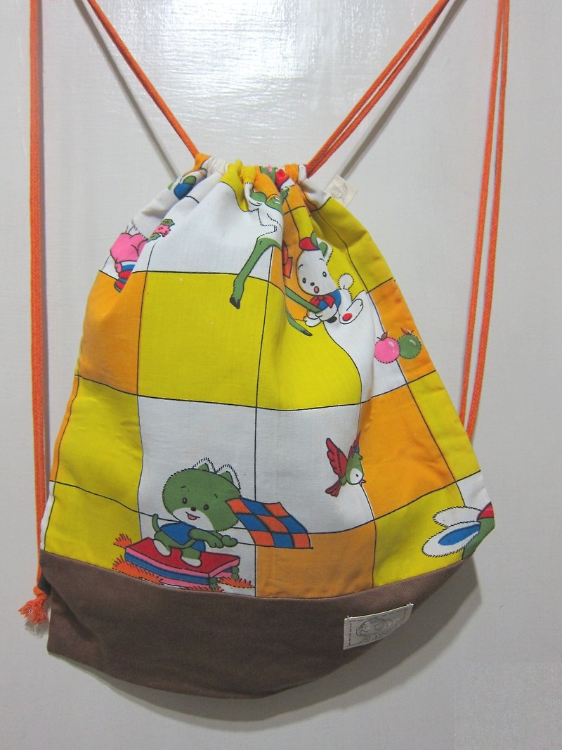 Drawstring backpack after hand for - retro Bambi [] - Drawstring Bags - Other Materials Yellow