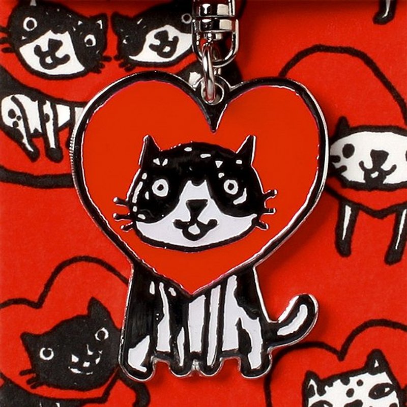 LOVE ME! Meow ~ key ring - Charms - Other Metals Red
