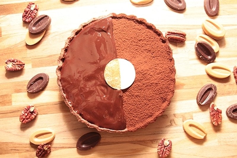 新鮮食材 蛋糕/甜點 咖啡色 - 法芙娜生巧克力塔 | 加入胡桃與自製脆片的豐富層次讓巧克力塔不只是巧克力塔