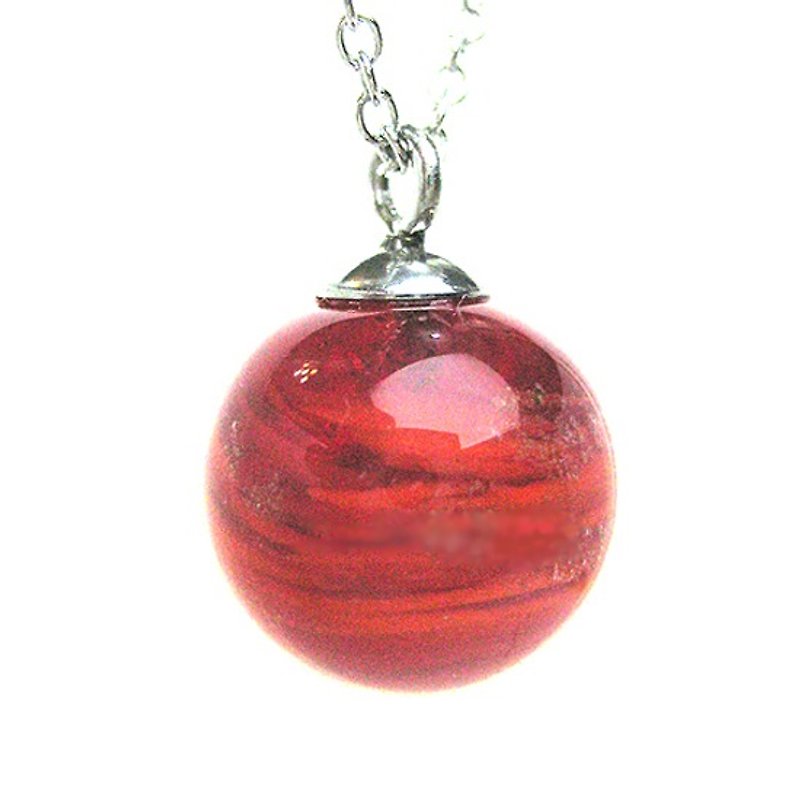 Planet series. Mars hand-fired glass bead necklace - สร้อยคอทรง Collar - แก้ว สีแดง