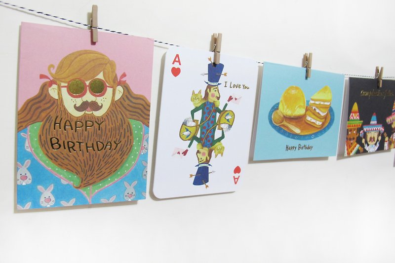 panda雜貨舖-一號餐happy card set 附六個不同的可愛信封喔！情人節卡片 - 心意卡/卡片 - 紙 