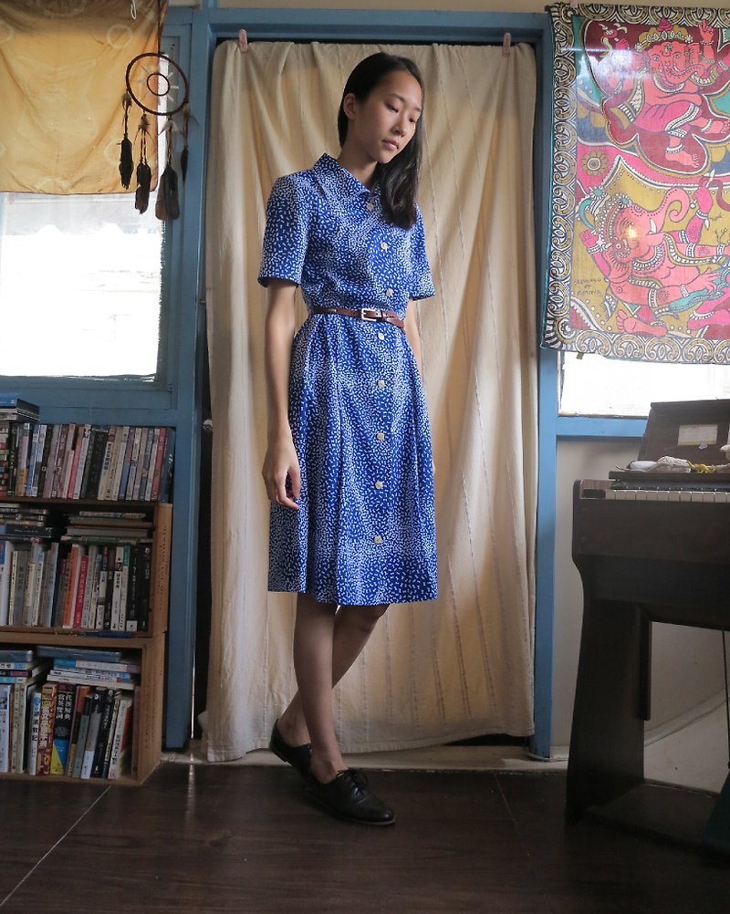FOAK古著 藍色流星洋裝 - 連身裙 - 其他材質 藍色