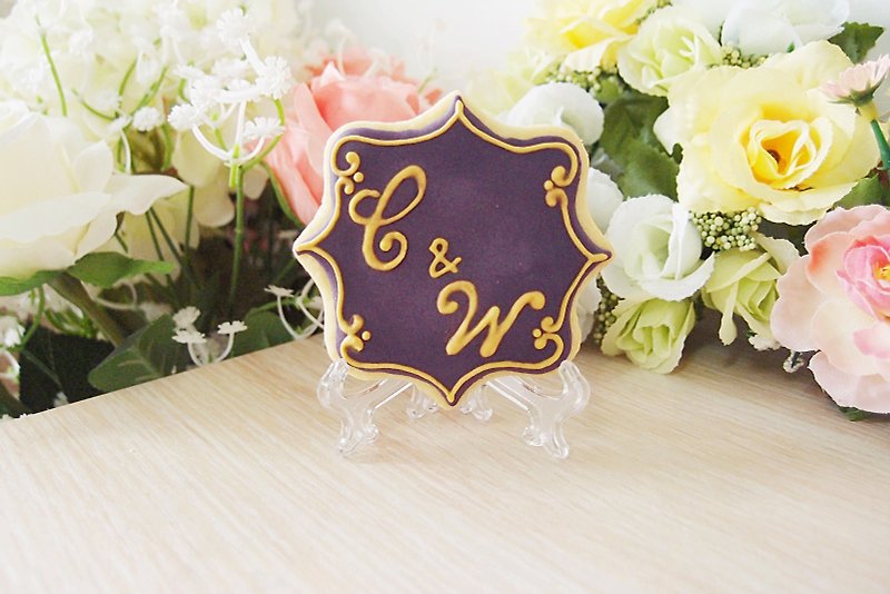 （中10）結婚式のエレガントな紫色のボックス小さなオブジェクトのシュガークッキードリーム - クッキー・ビスケット - 食材 