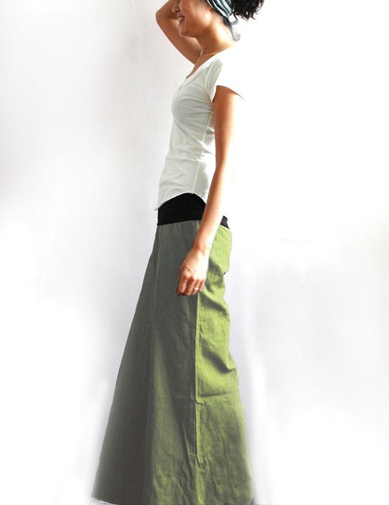 夏季手工棉麻寬褲-綠 已售完 - กางเกงขายาว - ผ้าฝ้าย/ผ้าลินิน สีเขียว