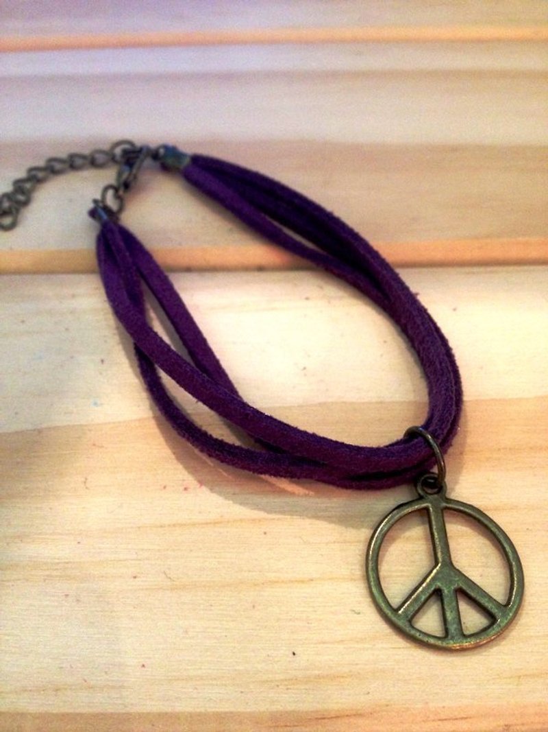 紫。和平。麂皮繩手鍊 - ブレスレット - その他の素材 