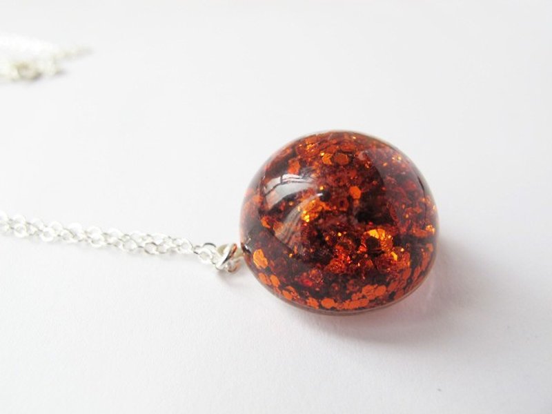 * Rosy Garden * sunset orange sequins copper water flow semicircle Crystal Glass Necklace - Chokers - Glass Orange