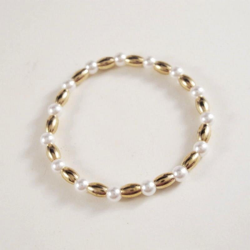 [Orange] MUCHU Mu Miss Pearl. Brass shell pearl bracelet PB019 - สร้อยข้อมือ - วัสดุอื่นๆ ขาว