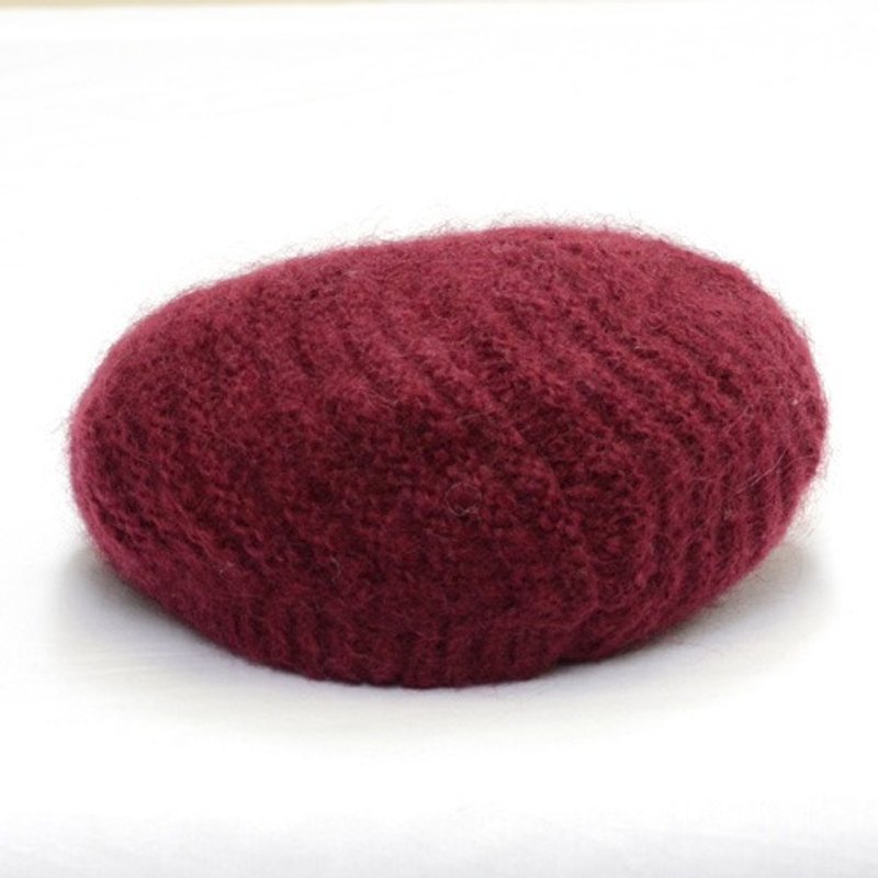 地球樹fair trade-「帽子系列」-手編毛海貝蕾帽(棗紅) - 帽子 - 羊毛 