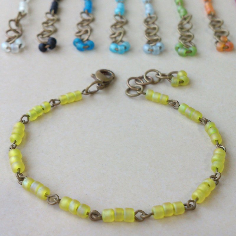 Bronze bead bracelet ~ Japanese sweet lemon yellow Love - สร้อยข้อมือ - วัสดุอื่นๆ สีเหลือง