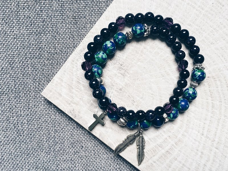 Double stone ore bracelet - Bracelets - Gemstone Blue