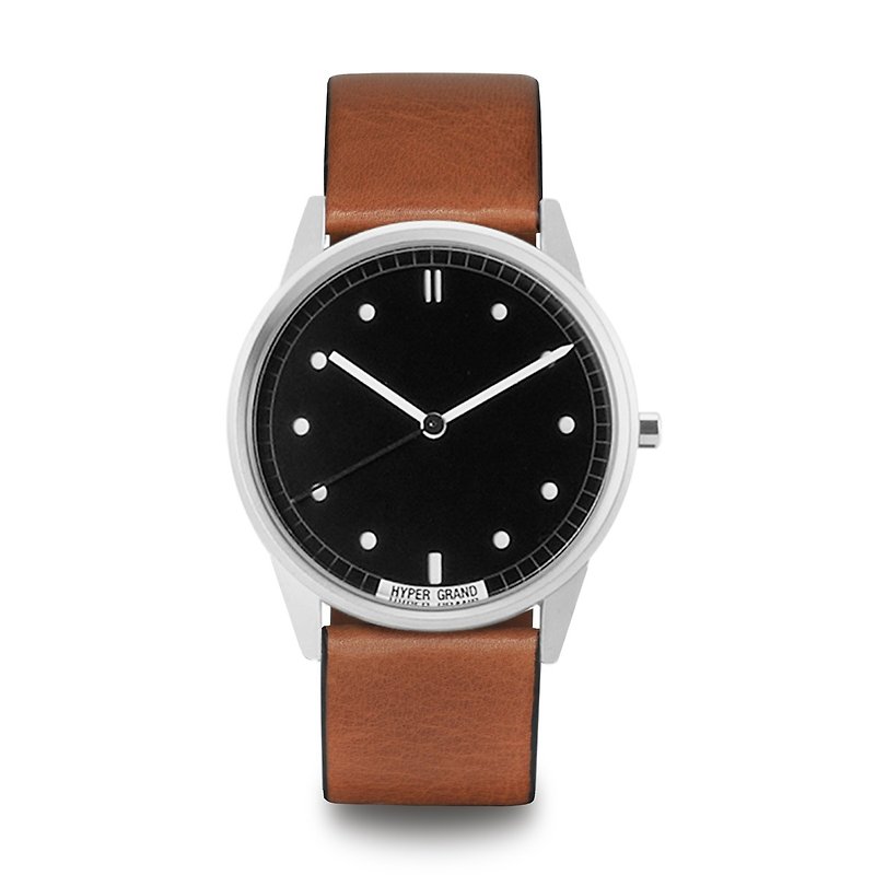 HYPERGRAND - 01 Basic Series - Silver Black Dial Honey Brown Leather Watch - นาฬิกาผู้ชาย - วัสดุอื่นๆ สีนำ้ตาล