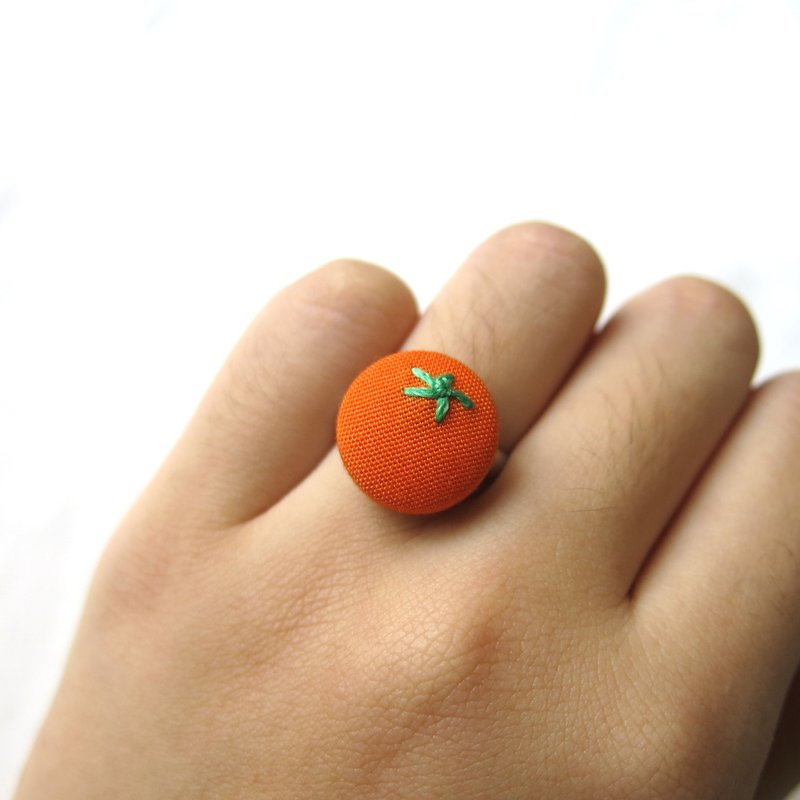 布製刺繡戒指 香橙款 - 戒指 - 繡線 橘色