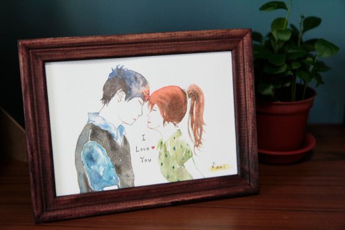7-inch watercolor rendering portrait custom painting/customization/couple/lover gift/friendship memorial (without frame)